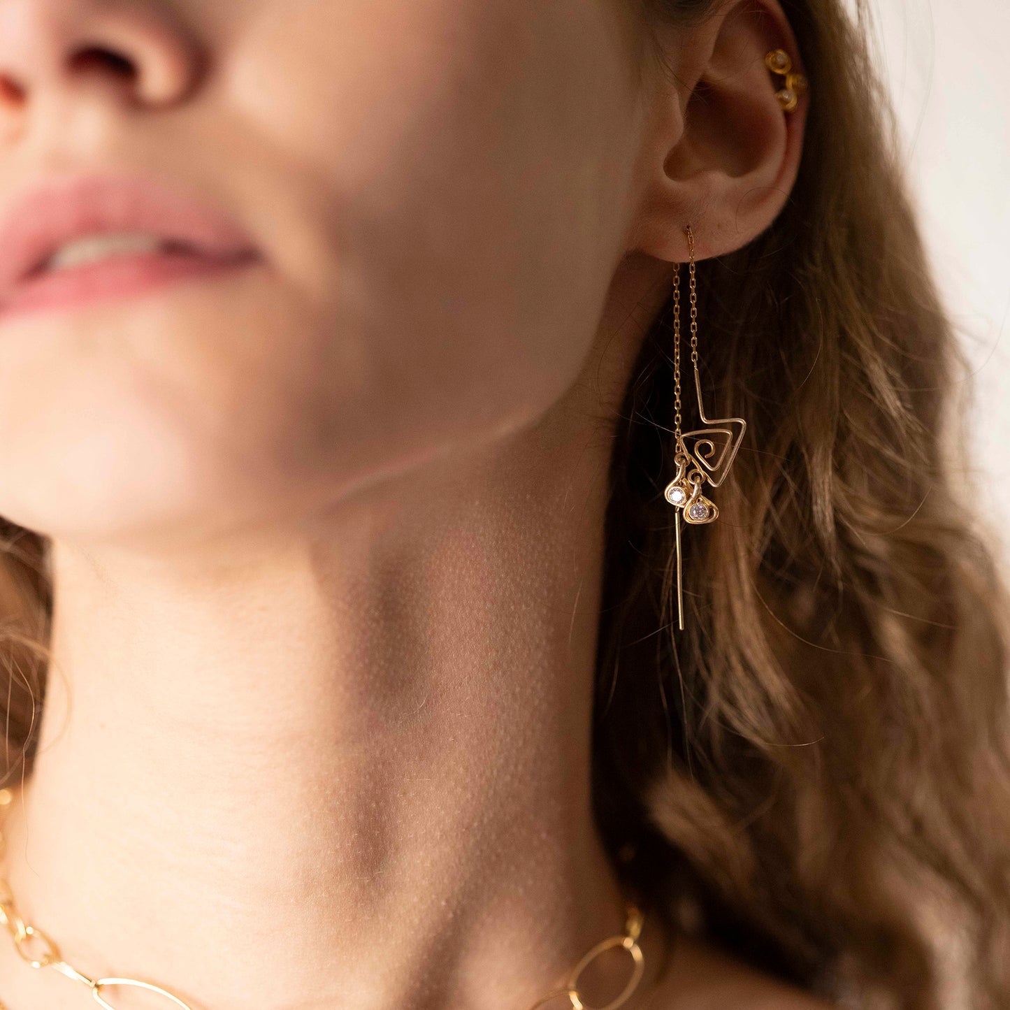 Triad Threader Earring — Sterling Silver