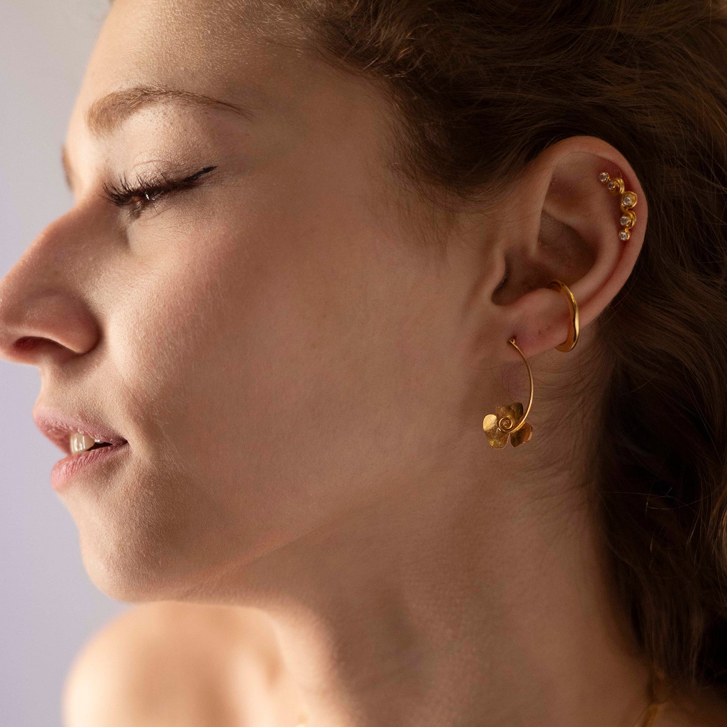 Spiral Bloom Earrings — Sterling Silver, Gold Plated
